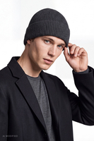 Vivisence ensemble bonnet homme laine, maille côtelée hiver accessoire mode, graphite