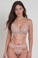 Vivisence Soutien-Gorge Non Rembourré Femme Armatures Maille Élastique Baleines Latérales Bretelles Larges Réglables 1076, beige
