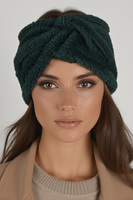 Vivisence Women Headband Soft Fluffy Knit Twist Front Cozy Warmth For Cold Days, dark green