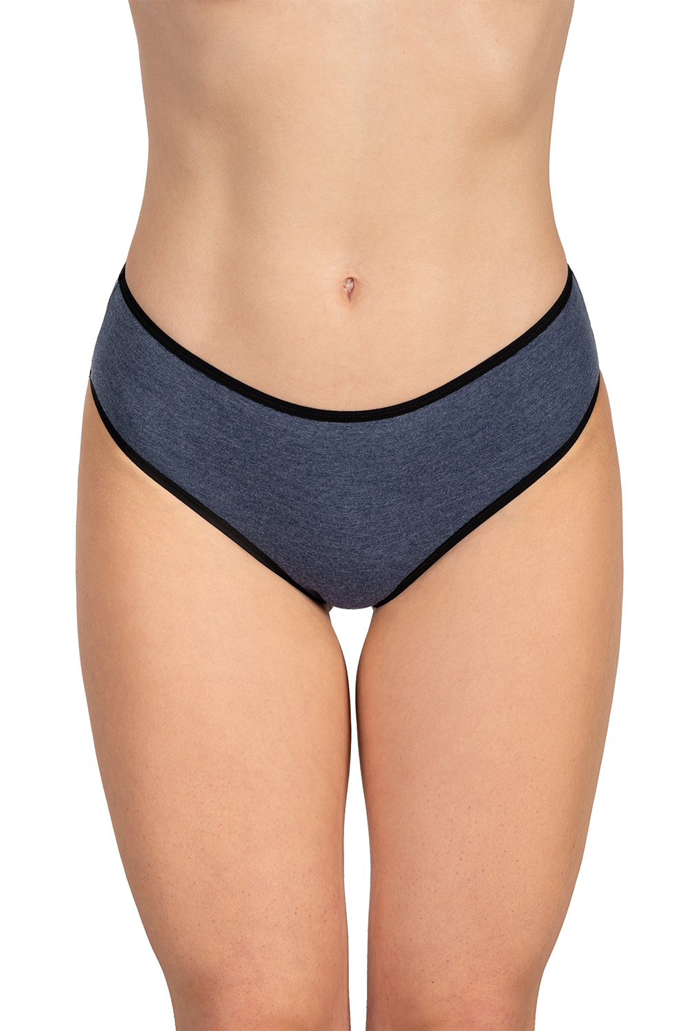 Vivisence Culotte Classique Slip pour Femme Lot de 3 Figi 4016, Bande Noire: Rose/Bleu Foncé/Gris Foncé 3-pack