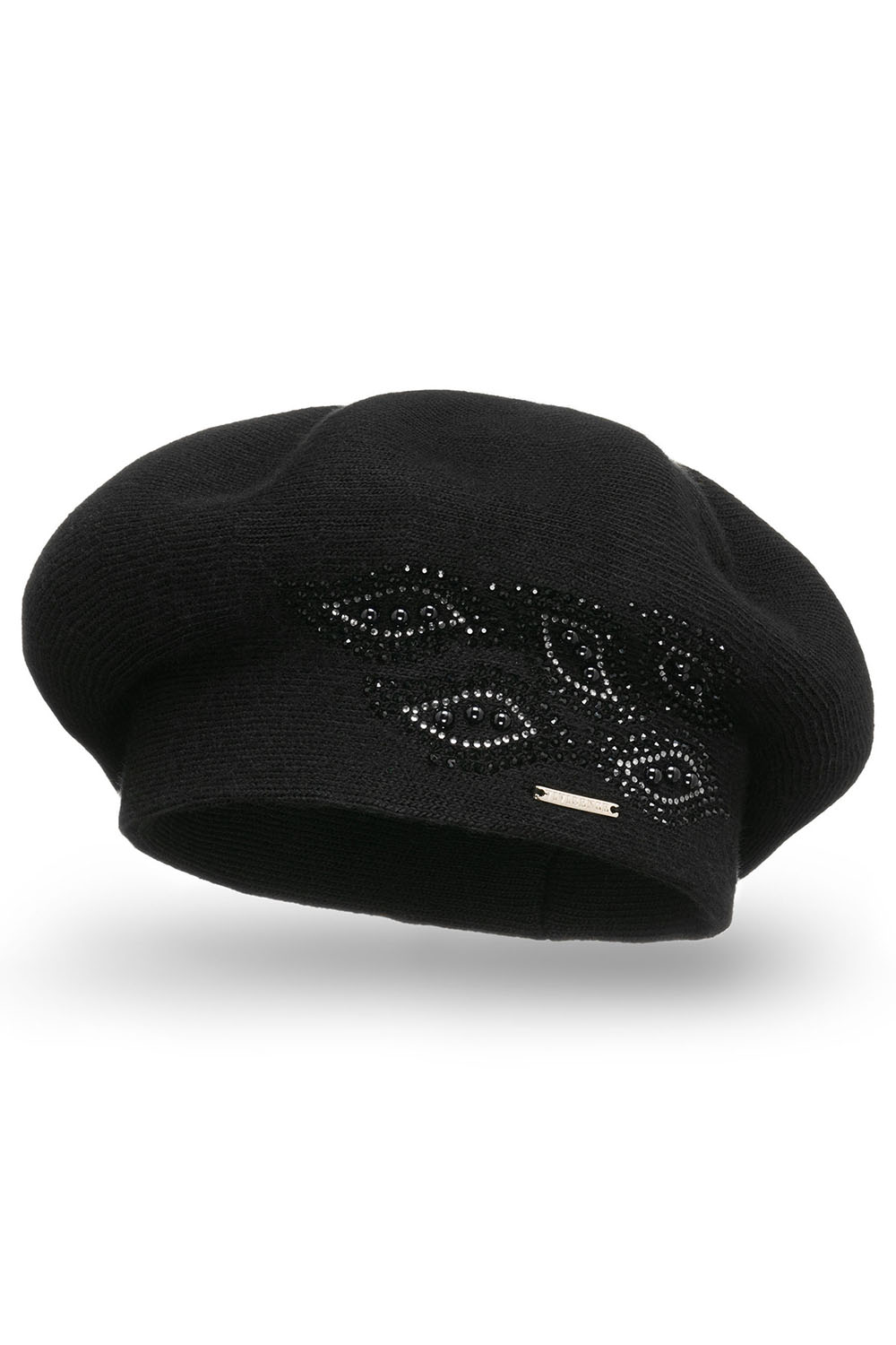 Vivisence Beret With Zirconia Applique Ideal For Cold Days 7051, black