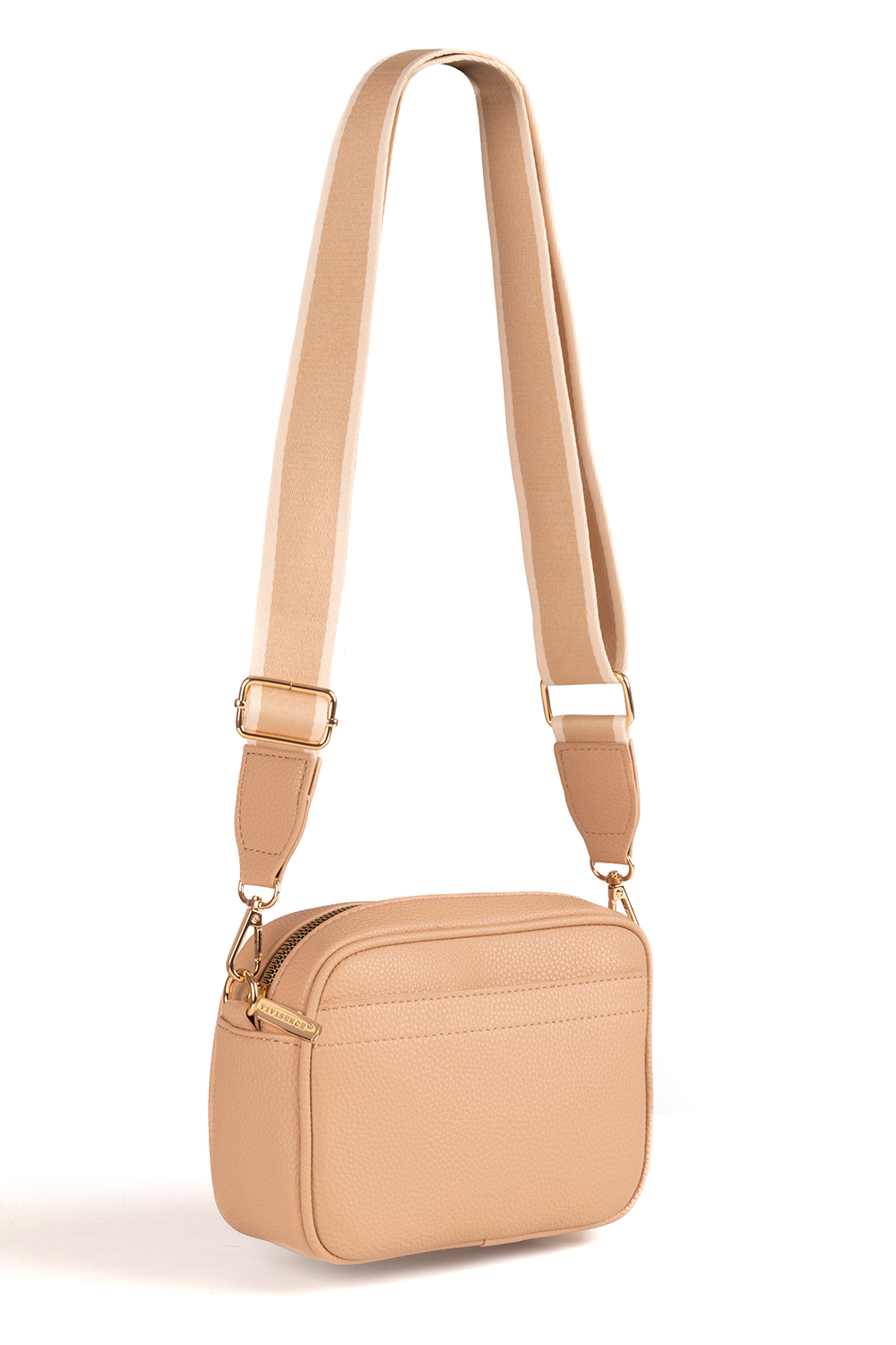 Vivisence Women's Crossbody Zipper Pocket Wide Adjustable Strap, beige