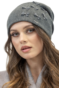 Vivisence Bonnet Femme Avec Perles Ajustement Parfait Conçu Avec Plis 7089, graphite