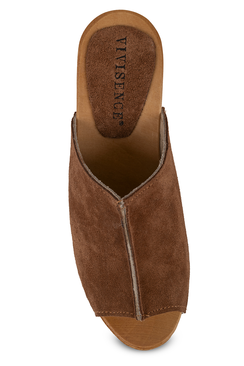 Vivisence Damen Clogs aus Wildleder, Holzsohle, bequeme Pantoletten mit Absatz für Alltag und Büro, hellbraun