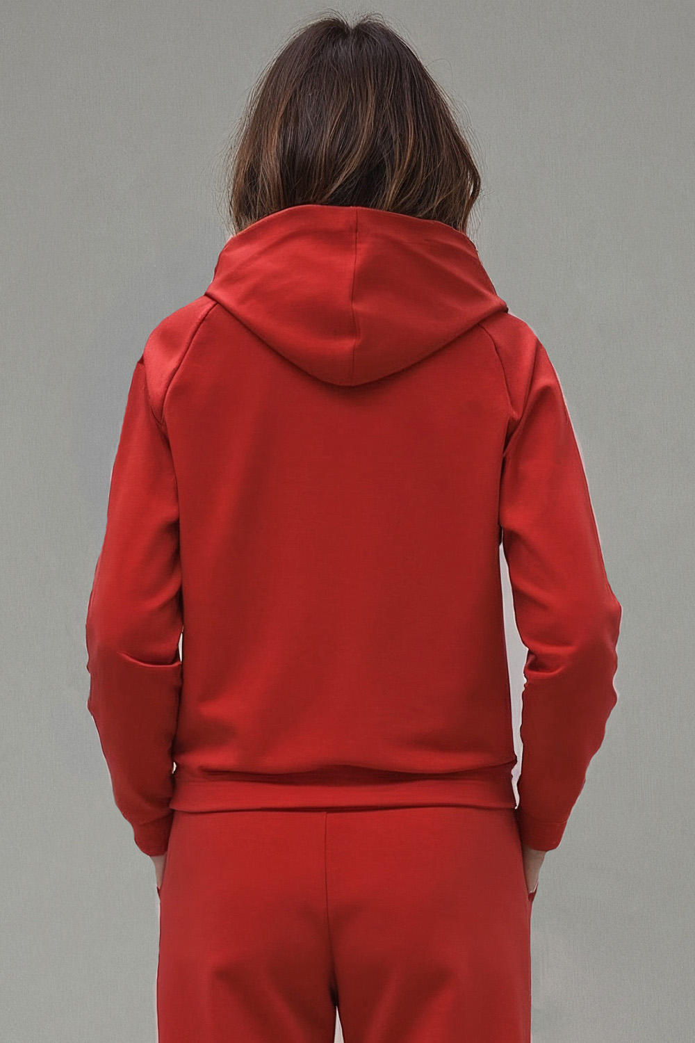 Vivisence Women Hoodie Sweatshirt Cotton Hood Pocket Casual Sportswear, red