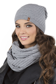 Vivisence Women's Winter Hat Extended Cut With Warm Yarn Autumn 7017, light grey