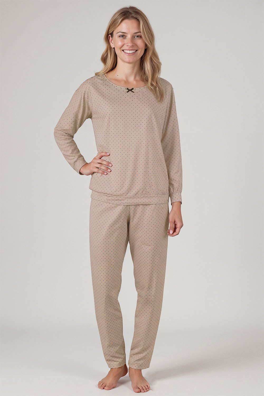 Vivisence Two-piece women's pyjama set 2023, Beige
