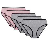 Vivisence Dame Slip Unterhose Klassisch Komfortabel Trendig Alltag Unterwäsche 4016, schwarzes Gummiband:grau/grau/grau/rosa/rosa