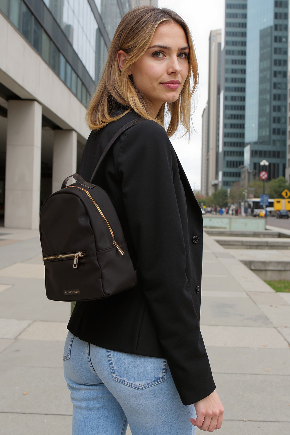 Vivisence Women's Backpack Small Size Zipped Pockets Ideal For Daily Use, black