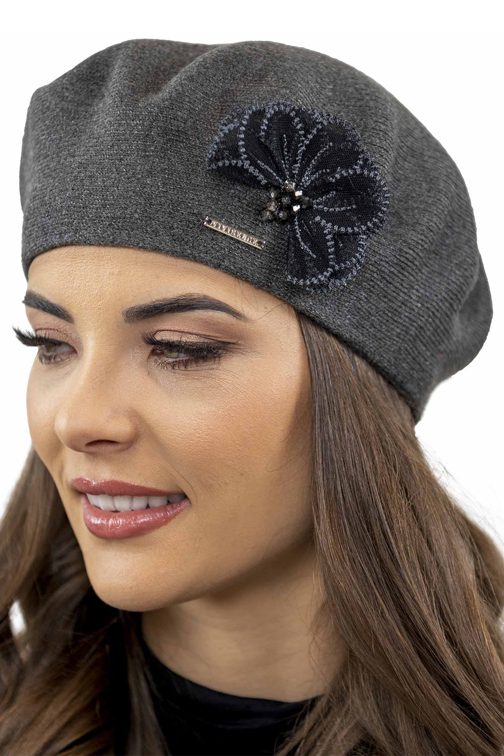 Vivisence Elegant Women's Winter Set Classic Beret And Matching Wool Scarf Made From Warm And Soft Fabric Ideal For Cold Winter And Autumn Weather, dark grey