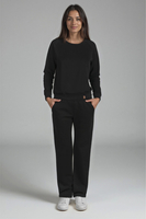 Vivisence Loungewear Damen Trainingsanzug Set Lockerer Schnitt Rundhals Freizeitanzug Mit Taschen 9205,