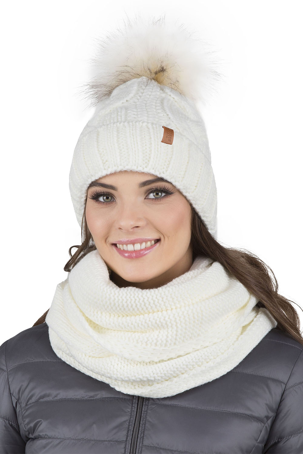 Vivisence Loop Schal Strick Zweimal Gefaltet Ideal Wärm Für Wintertage 7103, ecru