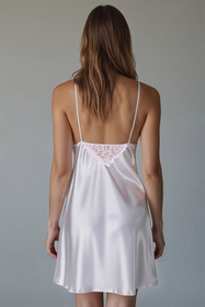 Vivisence Women Satin Nightdress With Lace Detail Adjustable Straps 2038, white