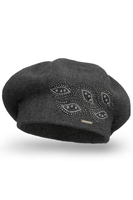 Vivisence Béret Femme Avec Appliqué En Zirkonia Idéal Pour Les Jours Froids 7051, gris foncé