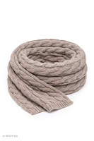 Vivisence écharpe tricot laine mérinos soie torsadée hiver femme, beige