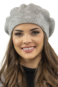 Vivisence Béret Femme Automne Hiver En Laine Avec Style Élégant Et Chaud 7050, gris clair