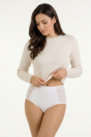 Vivisence Dame Slip Hoher Bund Klassisch Glatt Netz Voll Unterhose 4014, weiß