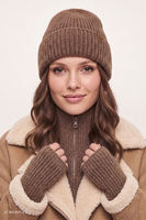 Vivisence Femme bonnet hiver côtelé revers chaud, brun