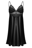 Vivisence Women Satin Nightdress With Lace Detail Adjustable Straps 2038, Black