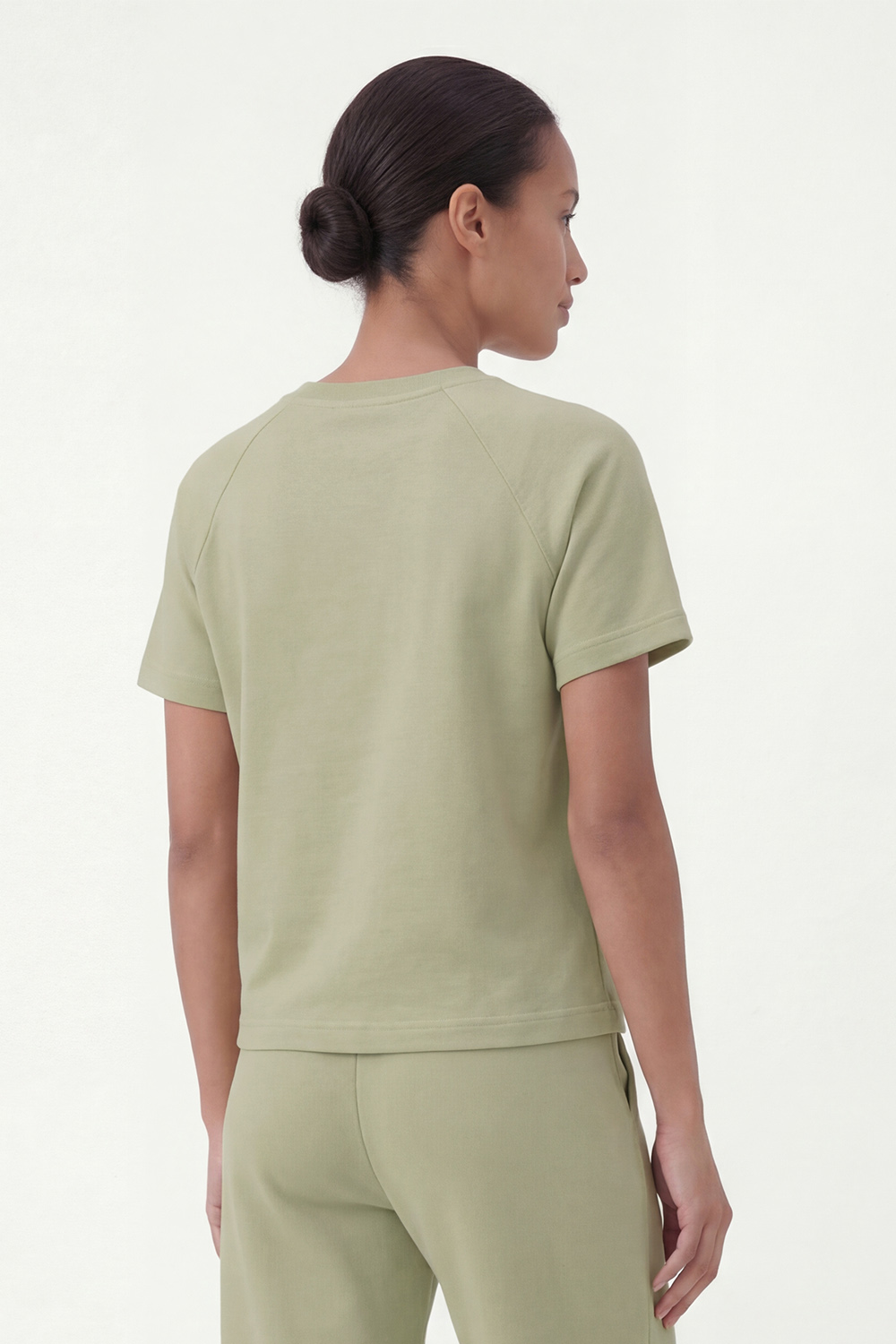 Vivisence Damen T-Shirt Kurzarm Rundhals Elastischer Baumwolle Bequem, olivfarben