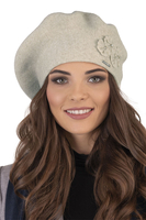 Vivisence Elegant Women's Beret With Flower Warm Autumn Winter Accessory 7006, beige