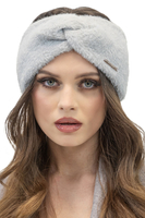 Vivisence Fluffy Lined Twisted Headband For Women Warm Autumn Winter 7093, light grey