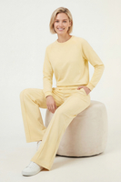 Vivisence Women’s Pull On Trousers, Soft Knit Smart Casual Trousers with Front Crease, Flared Leg and Side Pockets, banana