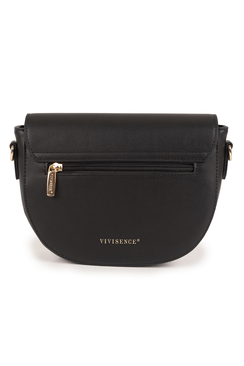 Vivisence Damen Schultertasche Magnetverschluss mit Zierstreifen, Schwarz