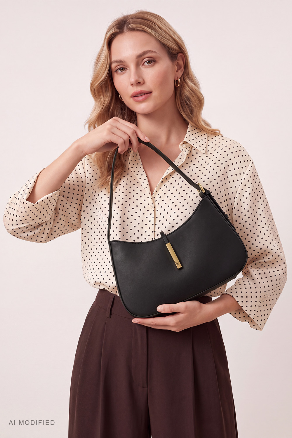 Vivisence Umhängetasche Damen Polyurethan Bagettetasche Schulter, schwarz