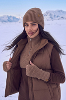Vivisence Femme bonnet hiver côtelé revers chaud, brun