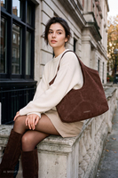 Vivisence sac à bandoulière suédine polyester femme pratique, brun