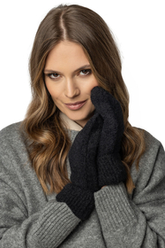 Vivisence Winterset Für Damen Schalmütze Mit Und Warme Fausthandschuhe Mit Fleecefutter Hergestellt Aus Weichem Warme Garn Perfekt Für Kalte Wintertage, Schwarz