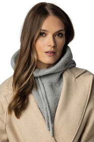 Vivisence Damen Schal Warm Winter Schalmütze Kapuzen Balaclava Garn 7097, hellgrau