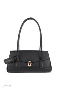 Vivisence Damen Schultertasche Baguette Kunstleder Alltagstasche Minimalism, schwarz