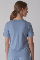 Vivisence Femme Haut de Pyjama Viscose Manches Courtes Confort pour Nuit 2201, bleu ciel