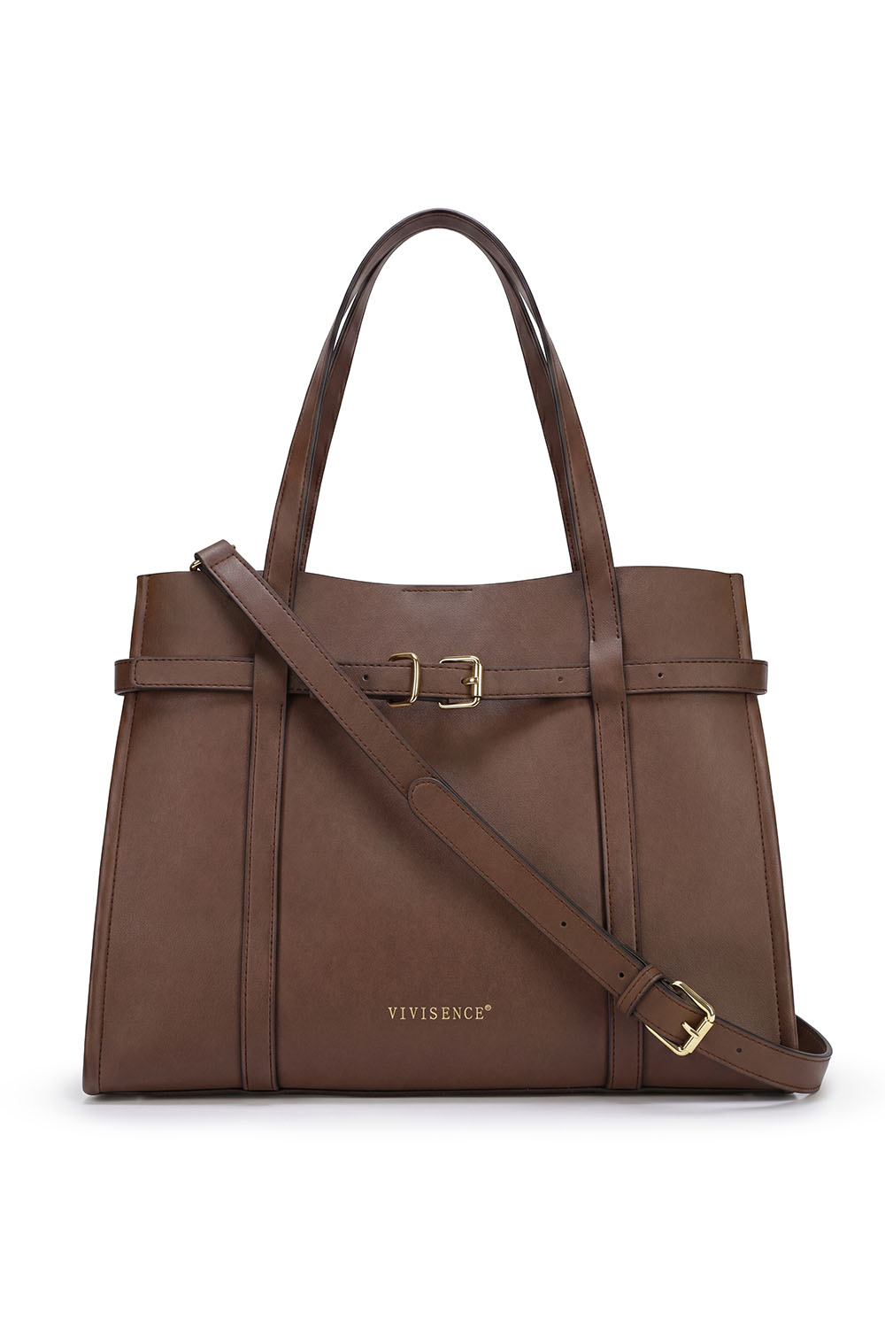 Vivisence Women Top Handle Bag Magnetic Closure Versatile Carry And Organization, Dark Brown