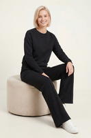 Vivisence Damen Hausanzug Sweatshirt und Hose Mit Elastischem Bund Für Alltag, schwarz