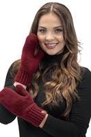 Vivisence Women Winter Hat Scarf And Gloves Set Fleece Lined Soft Knit Warmth, maroon