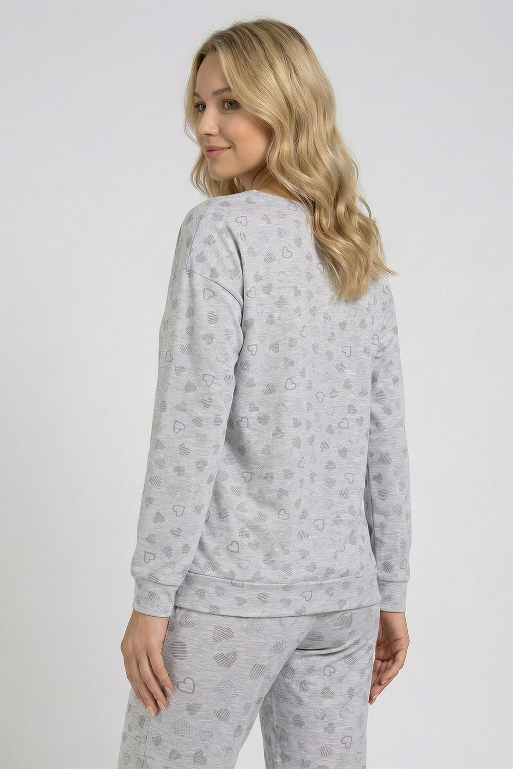 Vivisence Pyjama Deux pièces pour Femme Coton Manches Longues 2023, gris