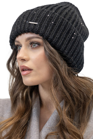 Vivisence Women's Winter Hat Classic Knit Style Perfect Fit 7088, black