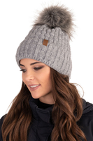 Vivisence Stylish Women's Winter Set Hat With Pompom And Warm Fleece Lining Paired With Classic Matching Scarf Made From Soft And Warm Fabric Perfect For Cold Weather, light grey