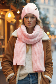 Vivisence Damen Mütze Schal Set Mit Merinowolle Für Wärme Und Stil Täglich, Pink