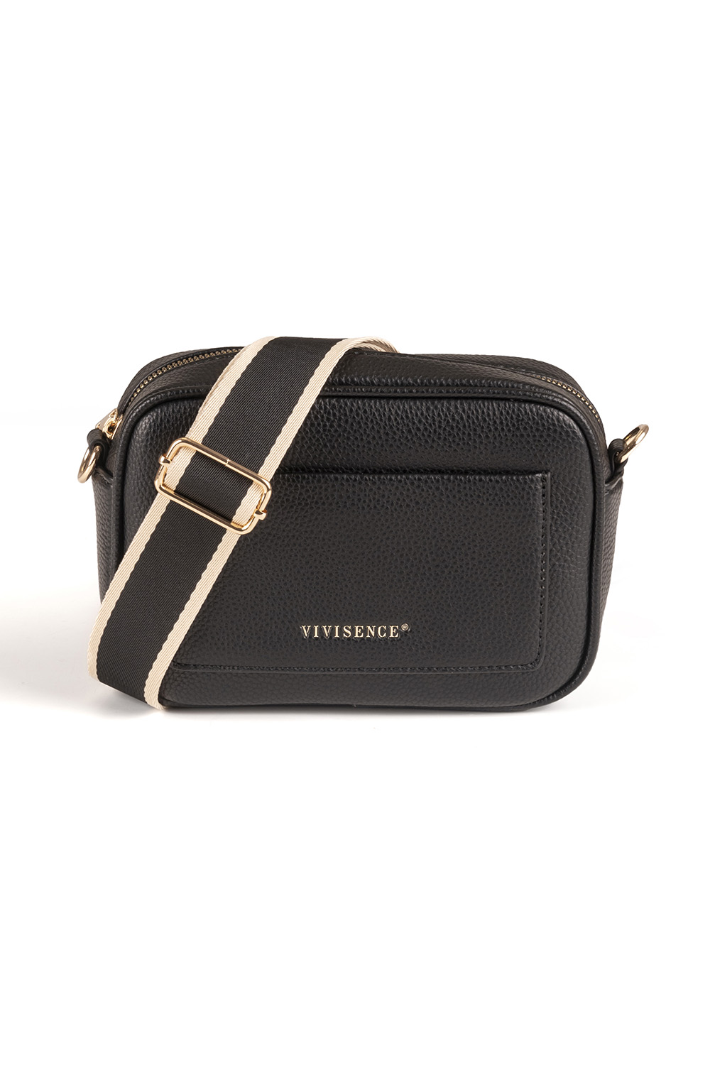 Vivisence Damen Schultertasche mit Reißverschluss Verstellbarer Riemen, Schwarz
