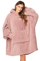 Vivisence Oversized Blanket Hoodie Universal Fit Soft Wearable Blanket Large Front Pocket Soft Material Perfect for Winter Comfort and Gift Ideas, pink