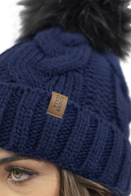 Vivisence Women Winter Hat Scarf And Gloves Set Soft Fleece Lining Cozy Warmth, dark blue