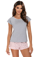 Vivisence Damen Schlafanzug Kurzarm Set Baumwolle Kimonoärmel Shorts Komfort, rosa