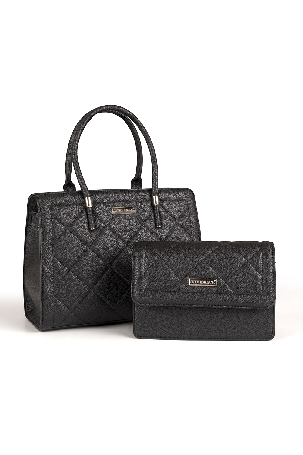 Vivisence Handtaschen Damen Set 2in1 Umhängetasche, Schwarz
