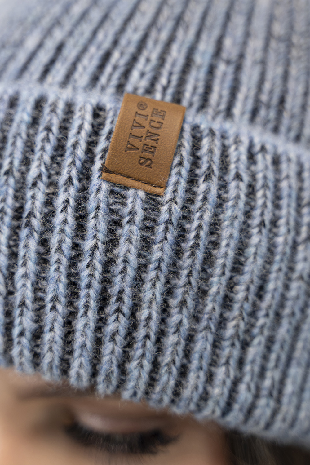 Vivisence Damen Mütze Winter Strickmütze Zweifarbigem Wärmendem Garn Herbst 7098, blau