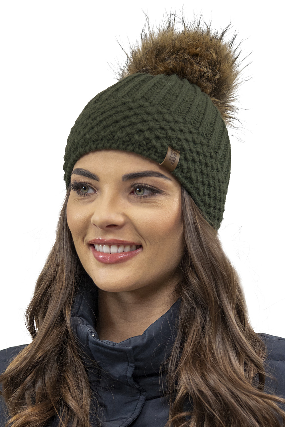 Vivisence Bonnet À Pompon Femme Chaud Et Confortable Pour Les Journées Froides 7016, vert