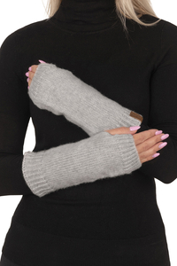 Vivisence Strickhandschuhe Damen Merino Baumwolle Weich und Warm Für Kalte Tage, Grau